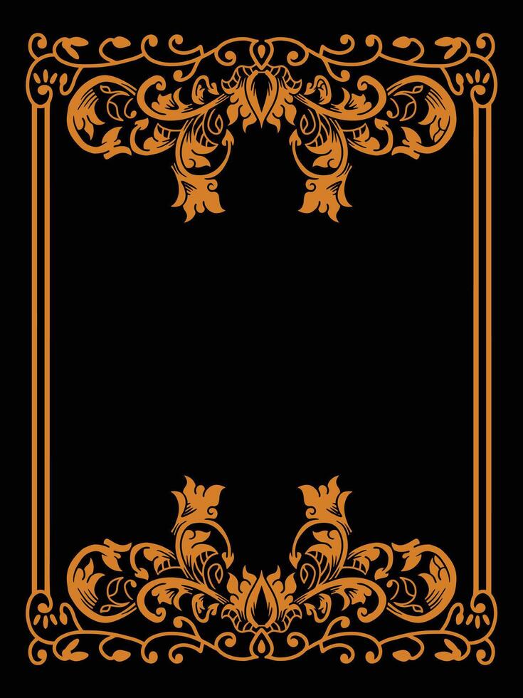 Baroque Style Gold Frame with Elegant Details vector