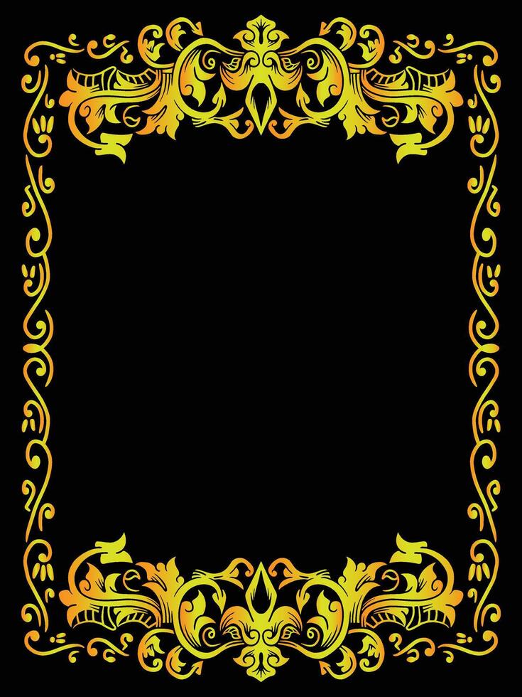 Royal Gold Frame with Intricate Ornament Design vector