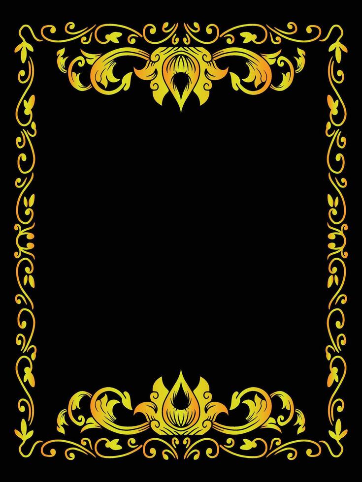 Gold Scroll Frame with Vintage Elements vector
