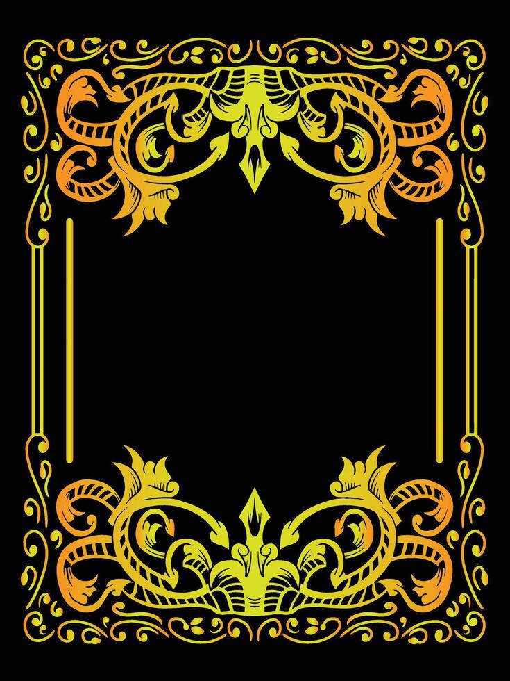 Square Frame Border with Antique Flourish Details vector