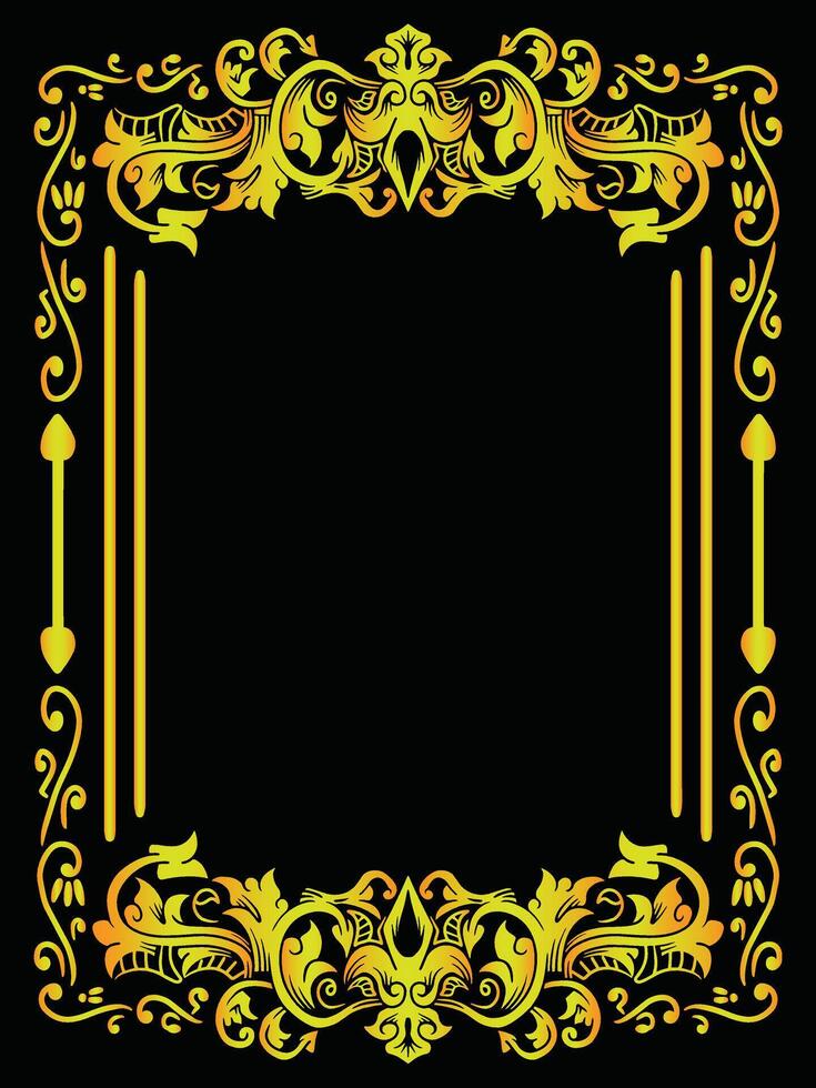 Antique Gold Accent Frame with Flourishes vector