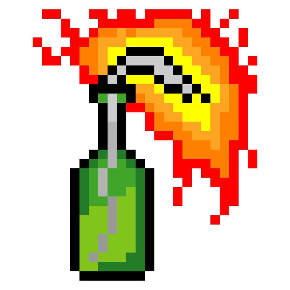 Molotov cocktail in pixel art isolated on white background vector