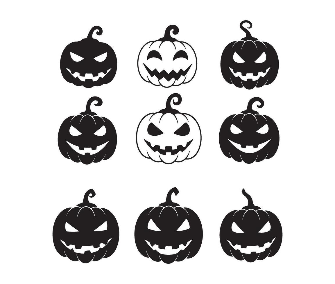 Glowing Shadowy Pumpkin Faces with Dark Effects vector