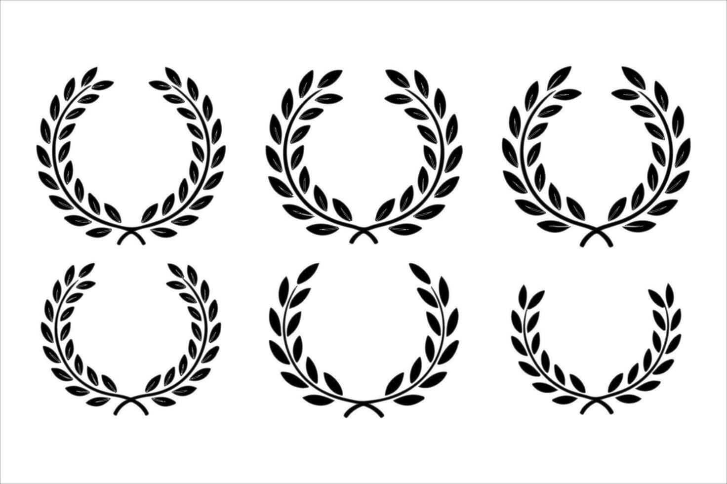 Set of laurel wreaths floral design elements leaf silhouette vector