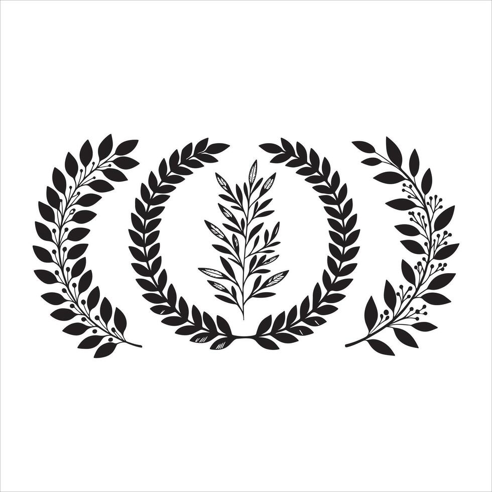 Gold laurel wreath illustration, a symbol of victory and award decoration with olive leaves vector