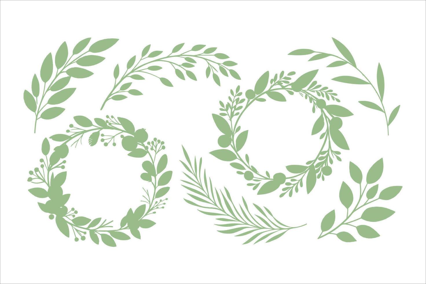 Green laurel wreath illustration, a natural floral design element vector