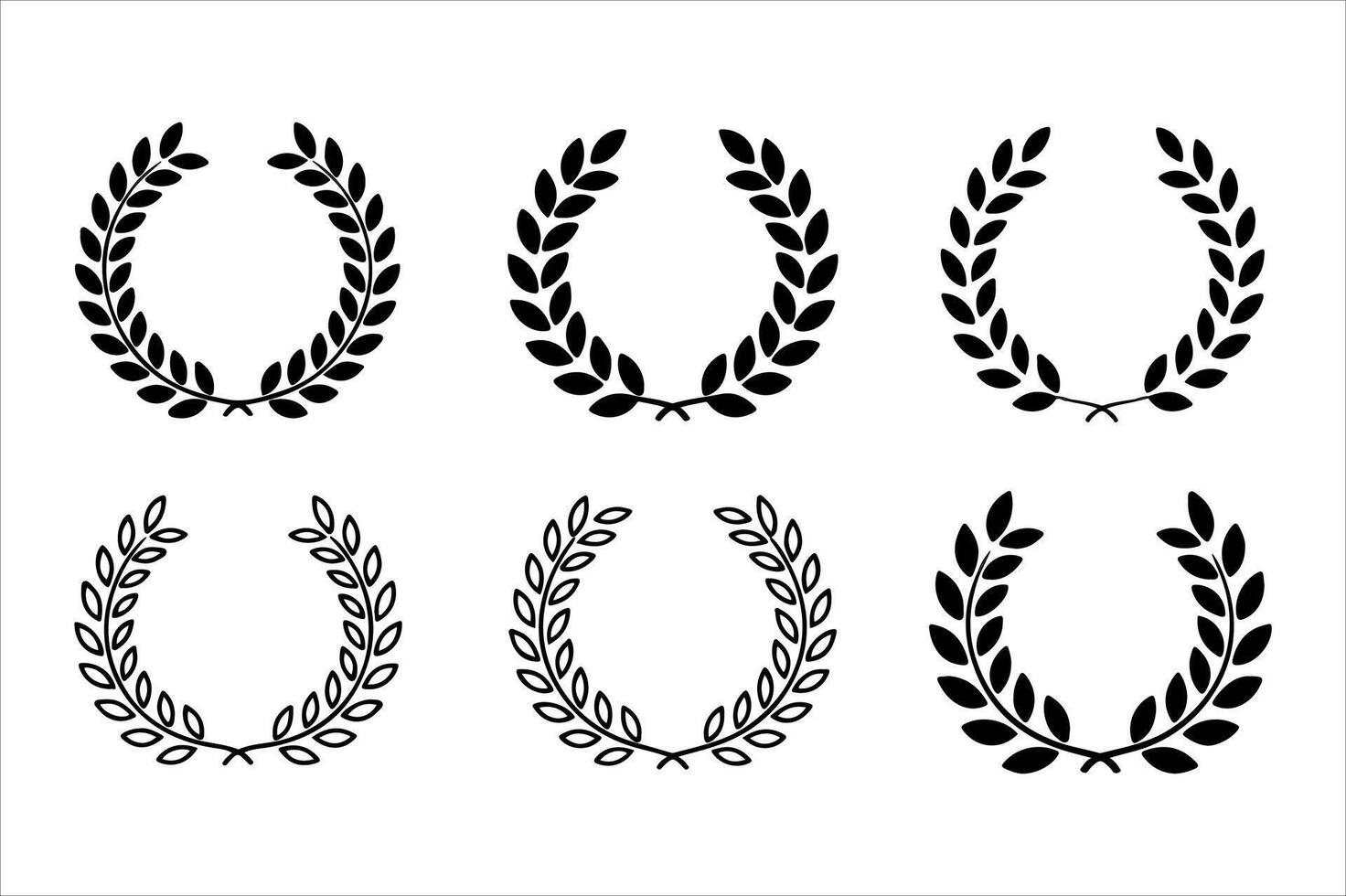 Gold laurel wreath set illustration, a floral symbol of award and winner design element vector