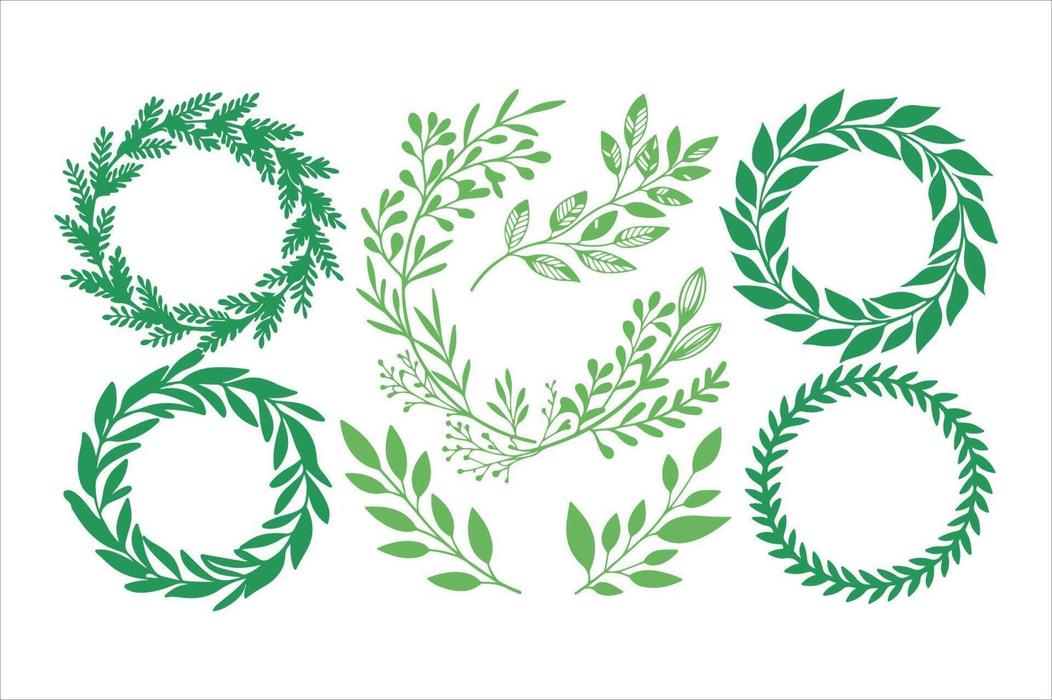 Green laurel wreath illustration, a floral nature symbol vector