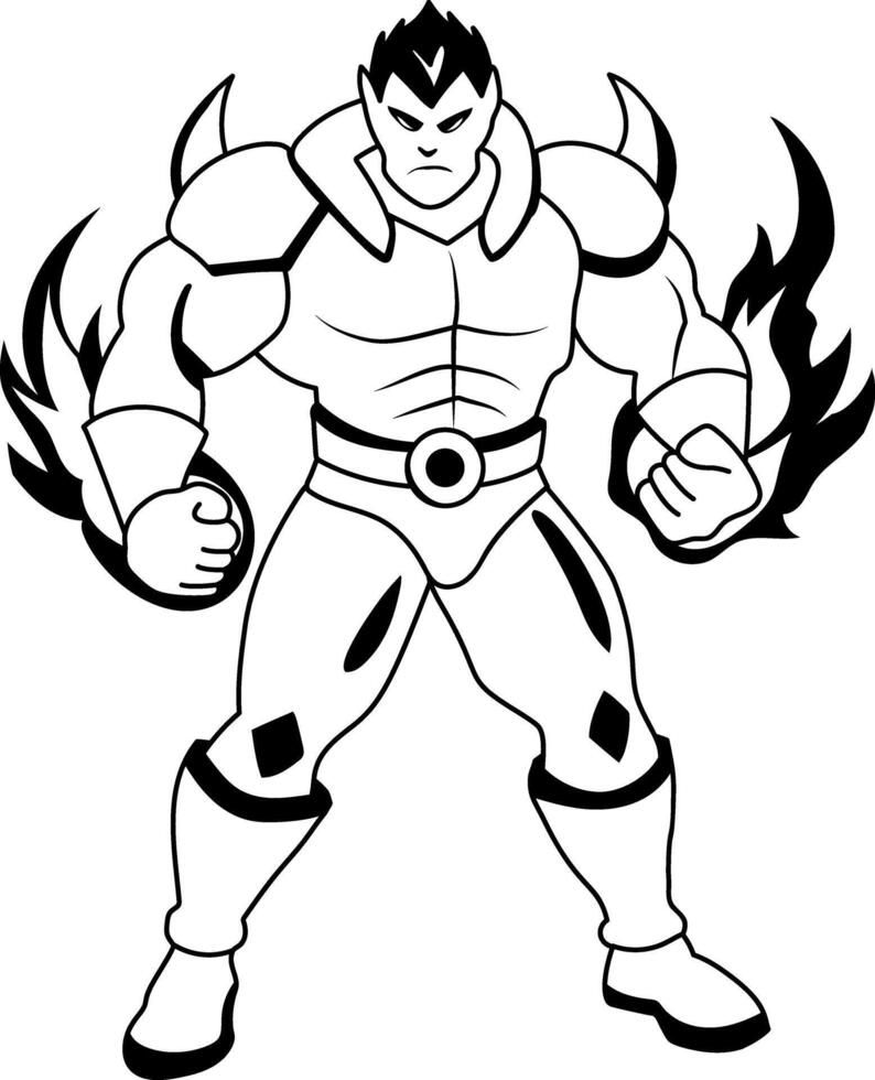 A glyph illustration of a gaming fire character vector
