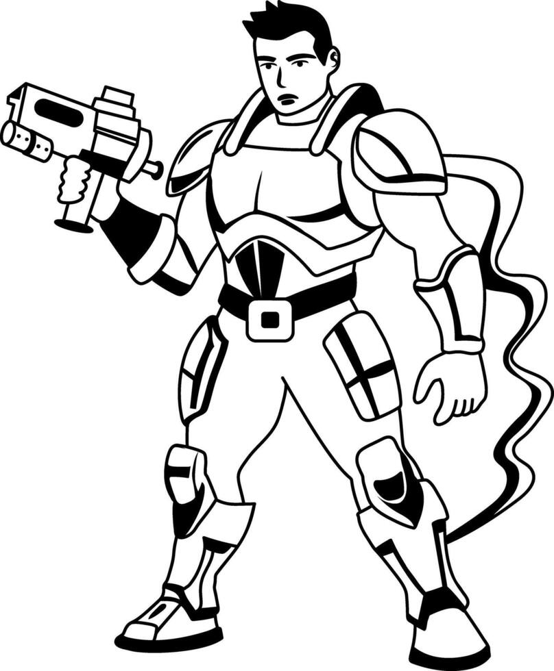Space warrior illustration in glyph style vector