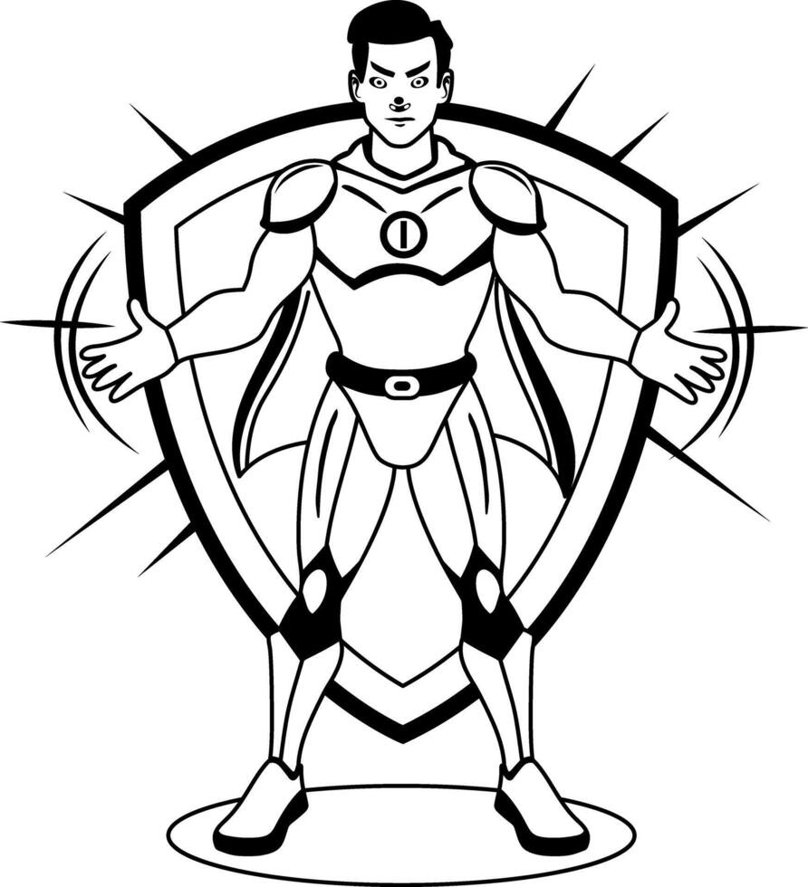 Super defender character illustration in glyph style vector