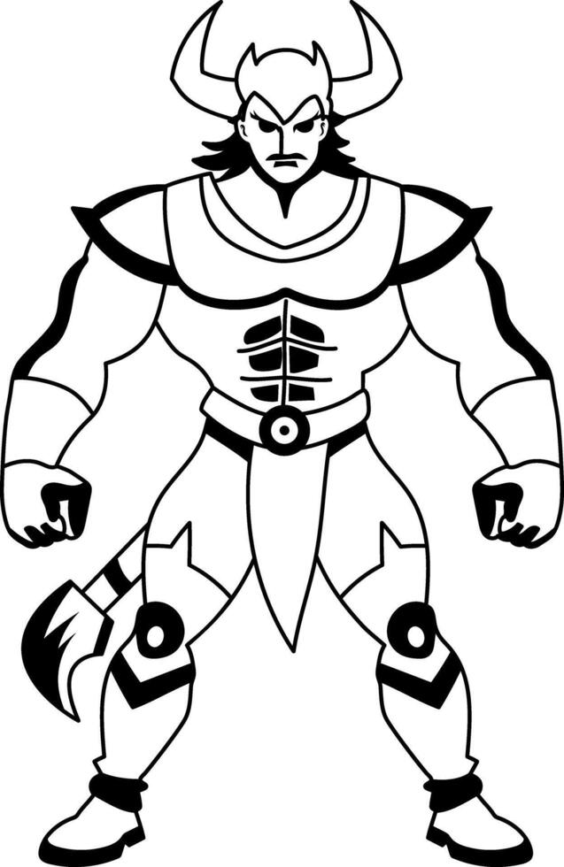 Viking superhero illustration in glyph style vector