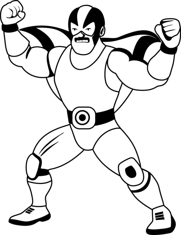 Masked wrestler illustration in glyph style vector