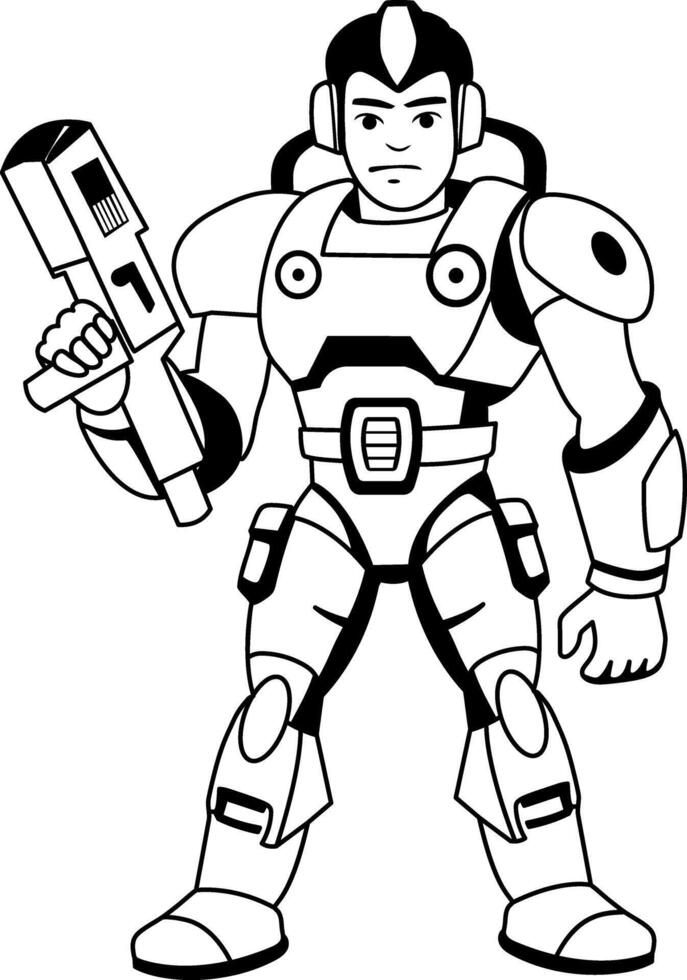 Armoured soldier illustration in glyph style vector