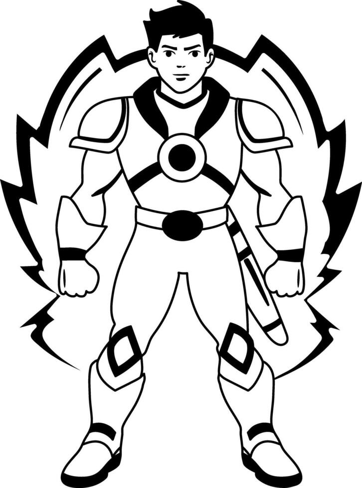 Superhero warrior illustration in glyph style vector