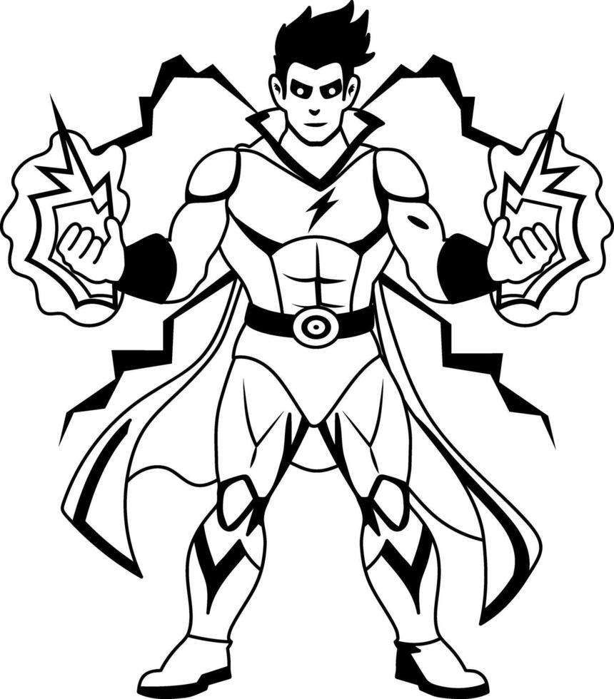 Lightning superhero character illustration in glyph style vector