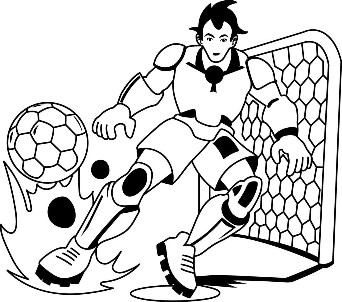A glyph illustration of a football player vector