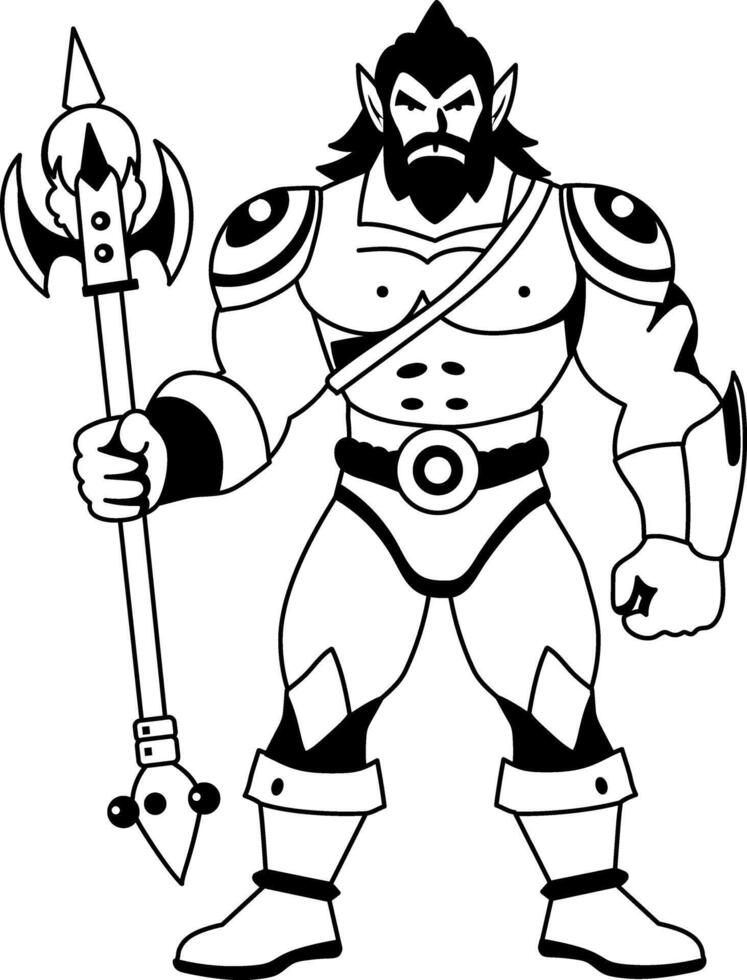 A glyph illustration of a viking character vector