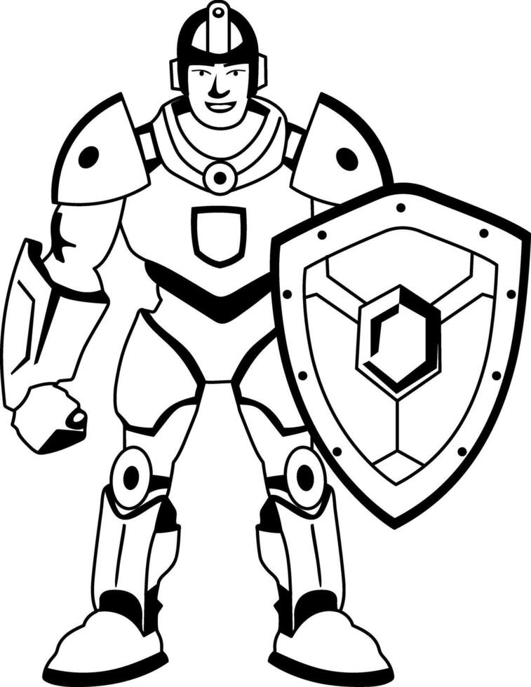 A glyph style illustration of an armoured protector vector