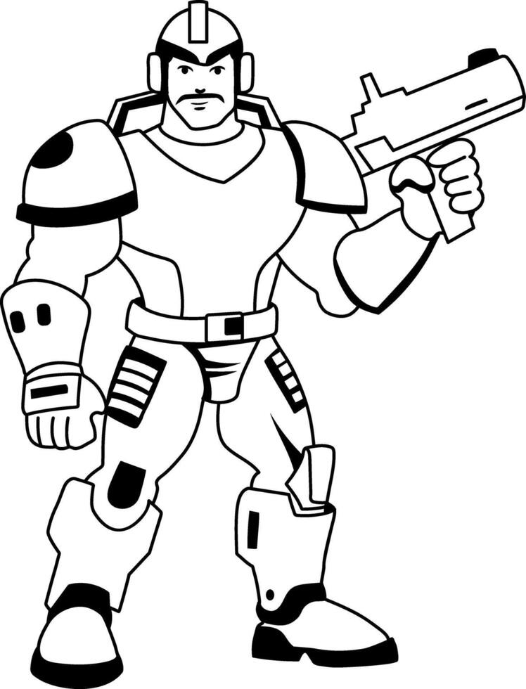 A glyph illustration of an armoured character vector
