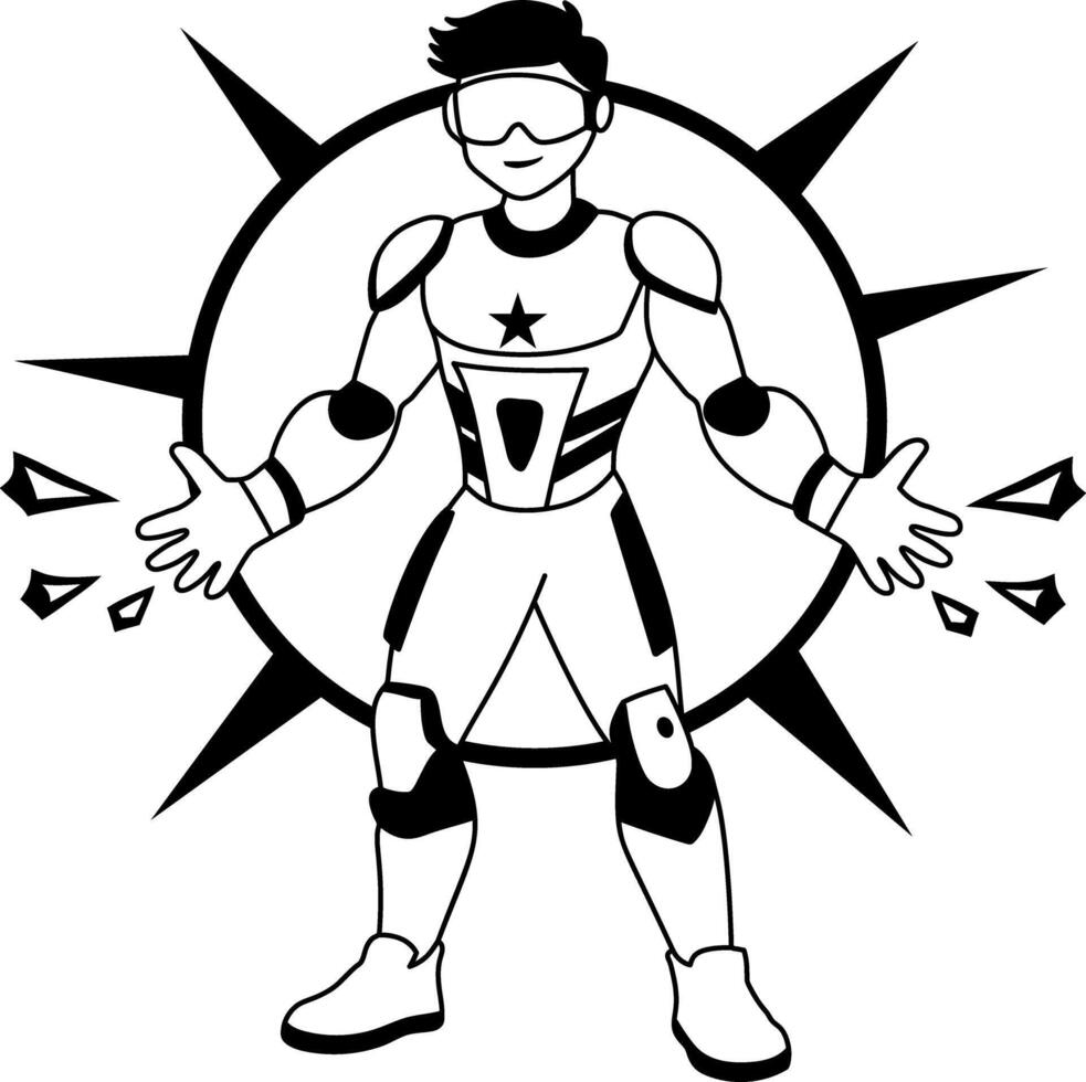 Superhero boy illustration in glyph style vector