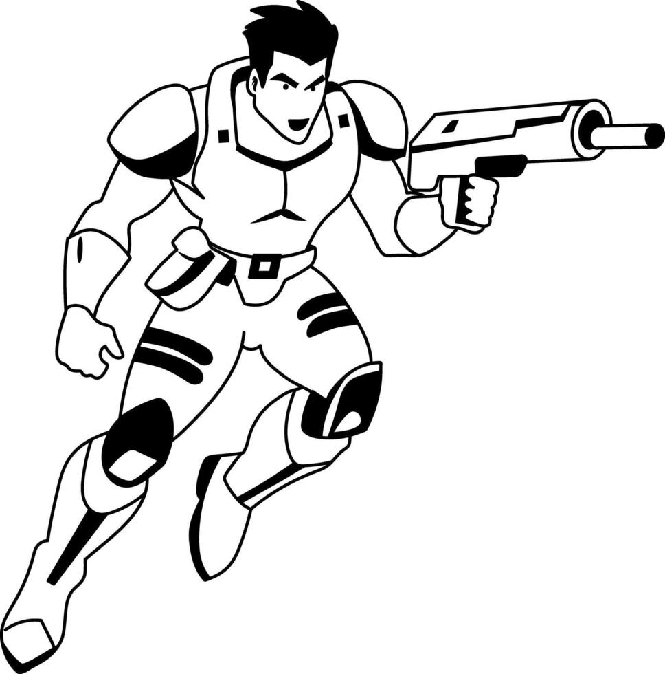 Action shooter illustration in glyph style vector