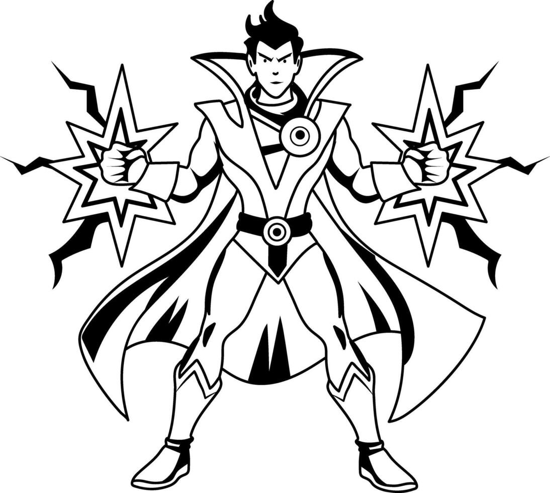 A glyph illustration of an energy mage vector