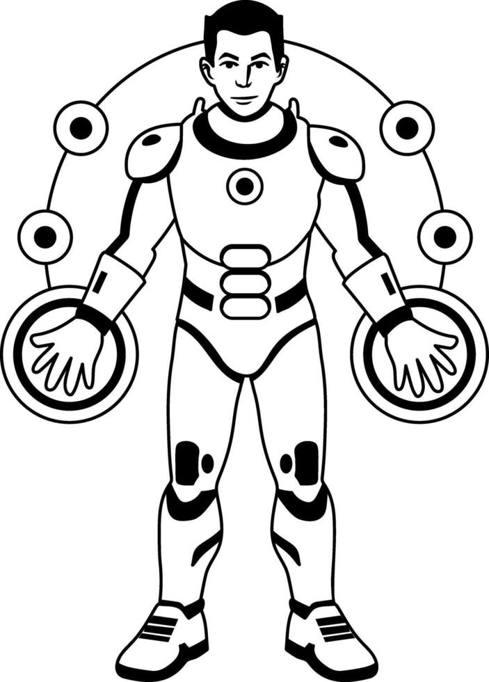 A glyph illustration of power armour character vector
