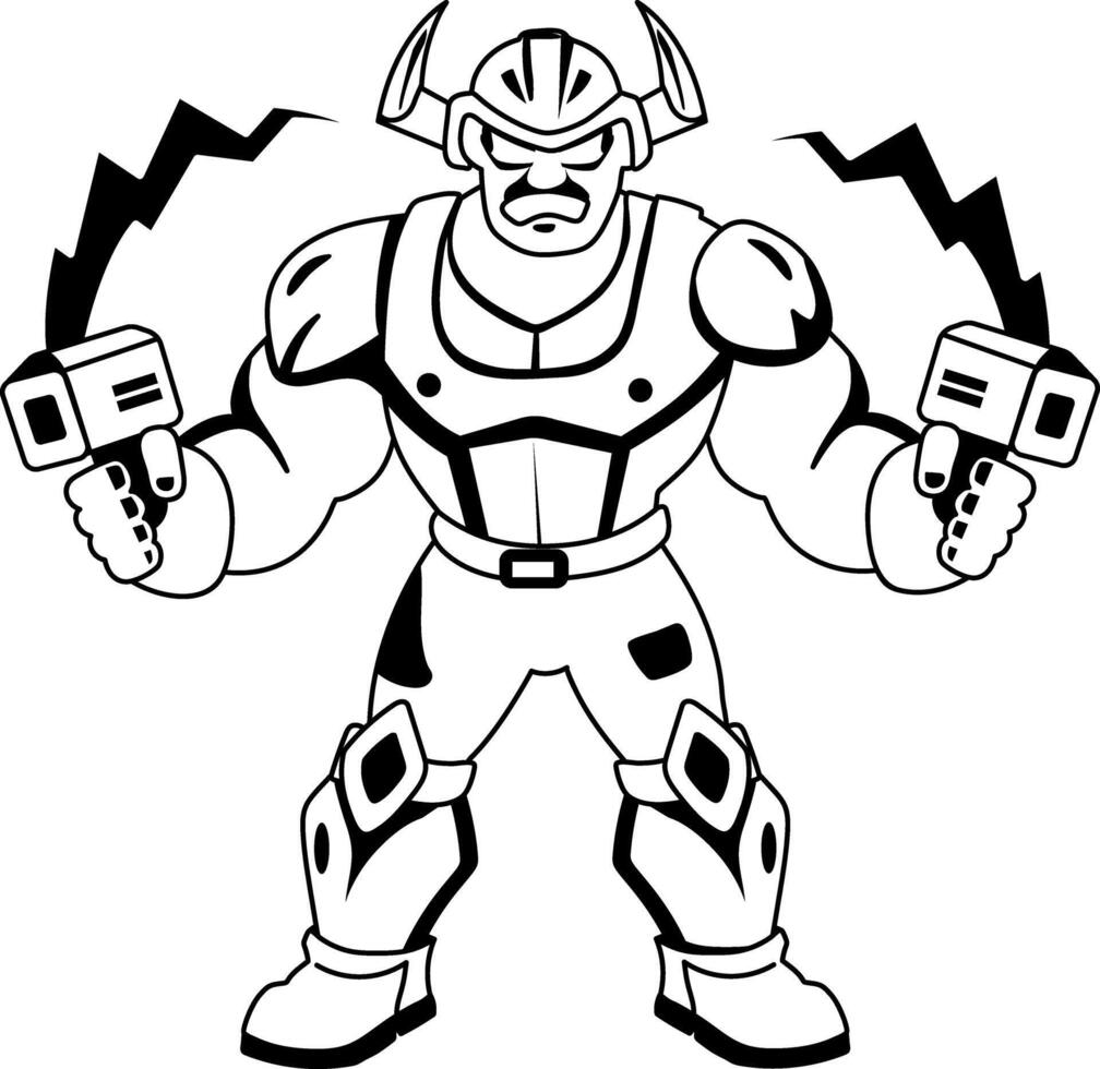 A glyph illustration of an energetic superhero character vector