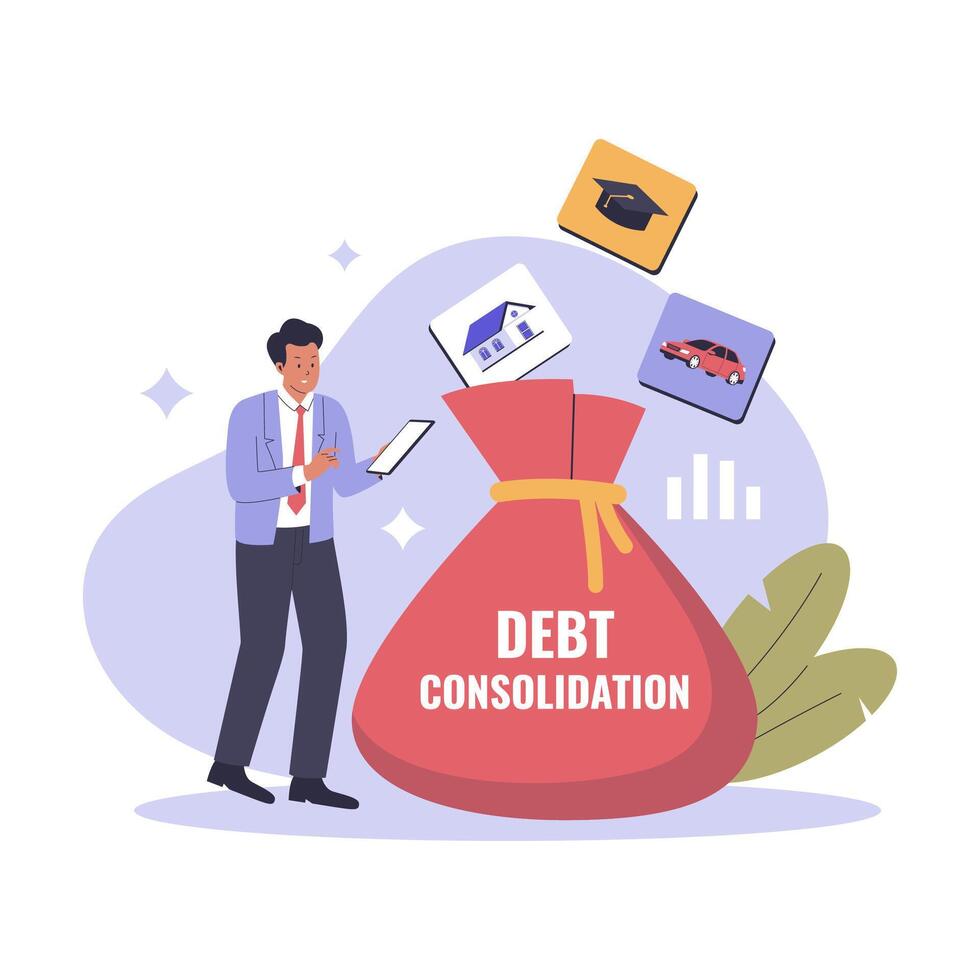 Debt Consolidation Illustration vector