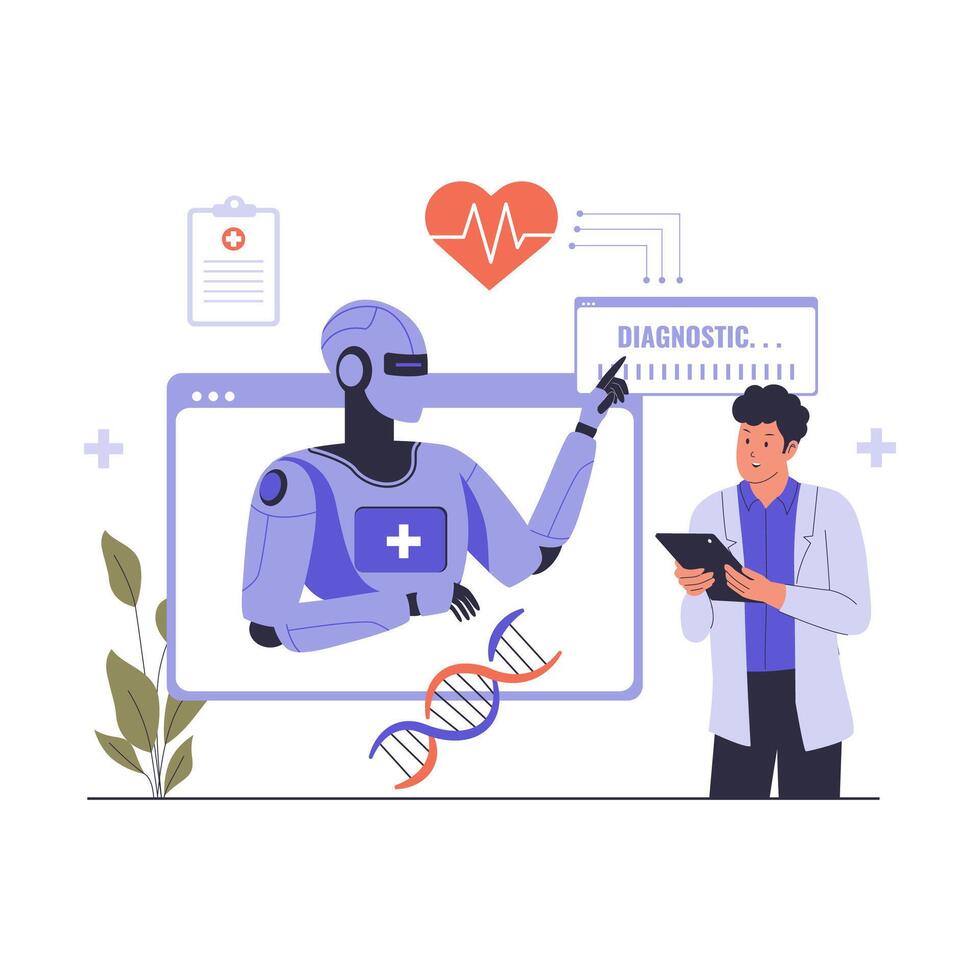 AI Powered Medical Diagnosis Technology Illustration vector
