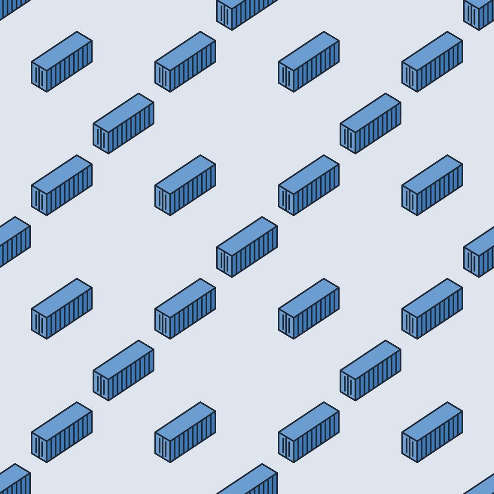 Shipping Container blue seamless pattern - transportation background vector