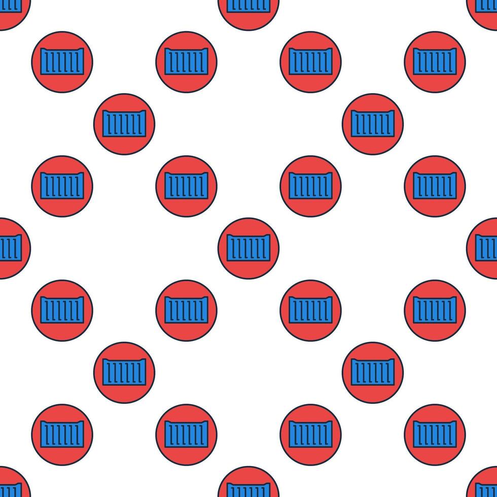 Blue Shipping Container round seamless pattern - colored cute background vector