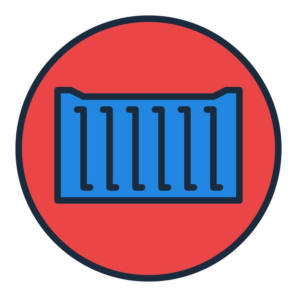 Blue Shipping Container round icon or sign with colored design vector