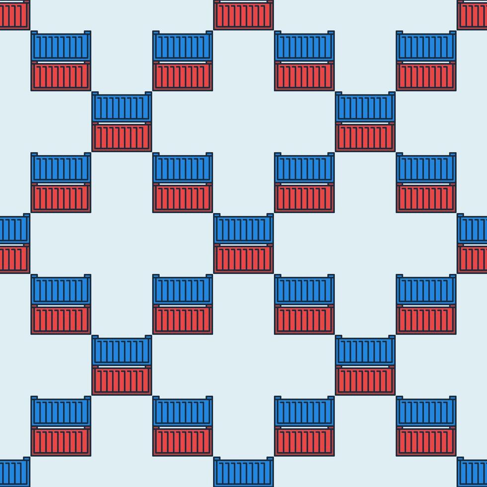 Two Shipping Containers colored seamless pattern - transportation background vector