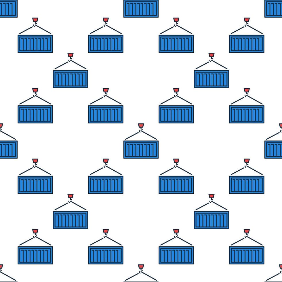 Blue Shipping Container colored seamless pattern - logistics background vector