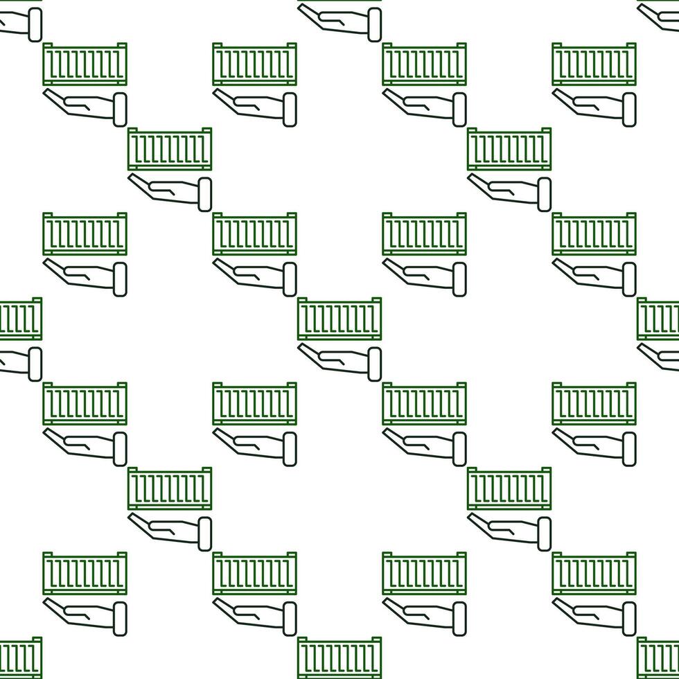 Hand with Shipping Container seamless pattern background vector