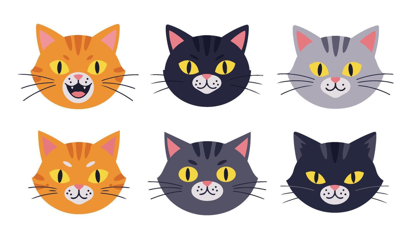 Cute Cat Faces Illustration Ideal for Pet Lovers and Creative Art Projects vector