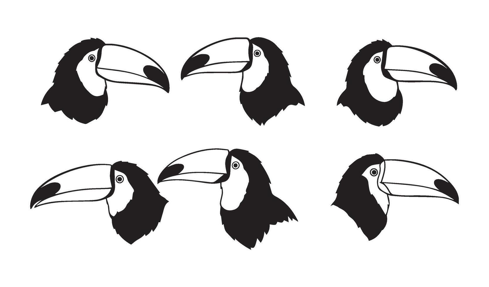 Playful toucan characters with creative expressions and bright color styles vector