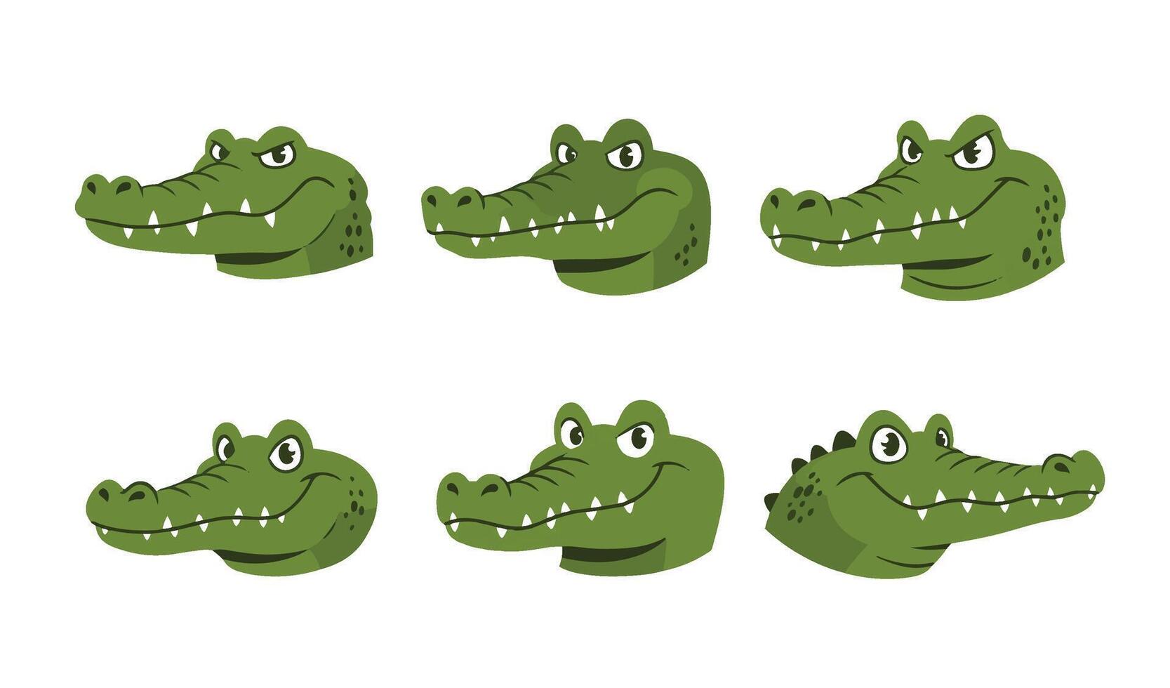 Vibrant Crocodile Heads Illustrations Highlighting Creative and Bold Features vector