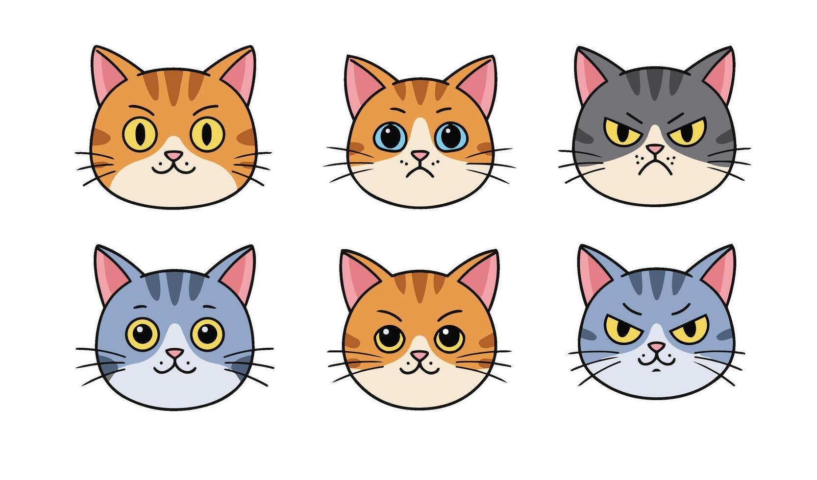 Multicolored Cat Faces Drawing Suitable for Diverse Creative Needs vector