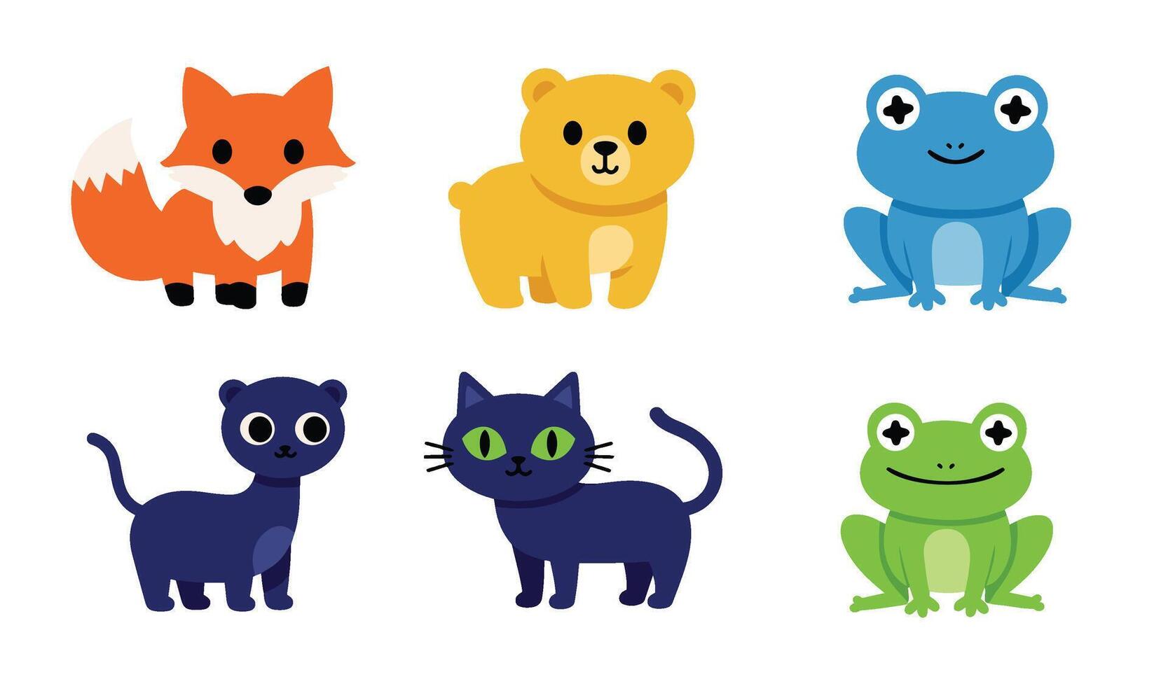 Endearing animal faces illustration perfect for playful kids' materials vector