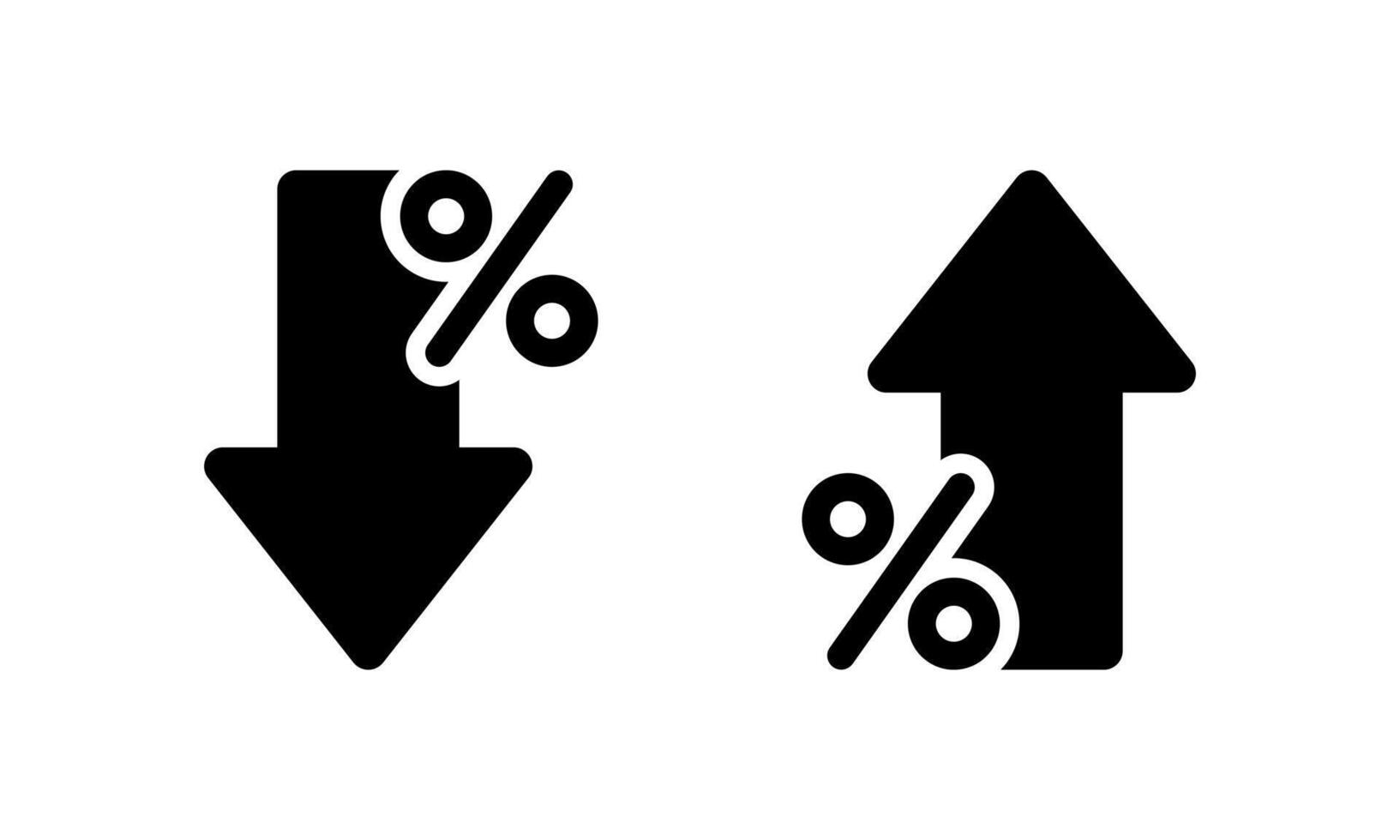 Percent arrow down and up icon. Percentage decline and growth sign symbol vector
