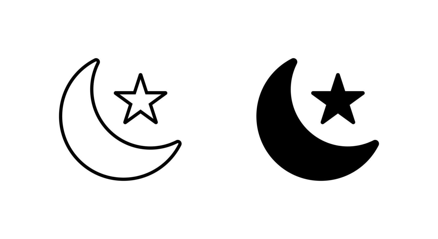 Crescent moon and star icon in rounded corner. Holy month of muslim community sign symbol vector