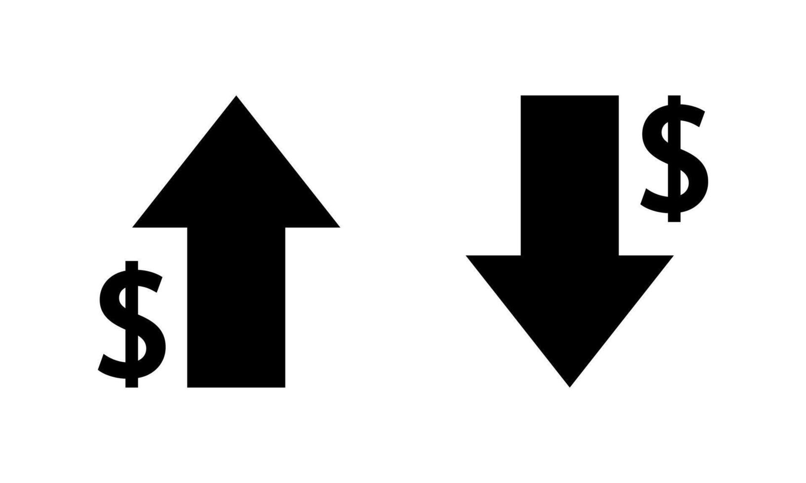 Dollar arrow up and down icon. USD currency increase and decrease concept vector