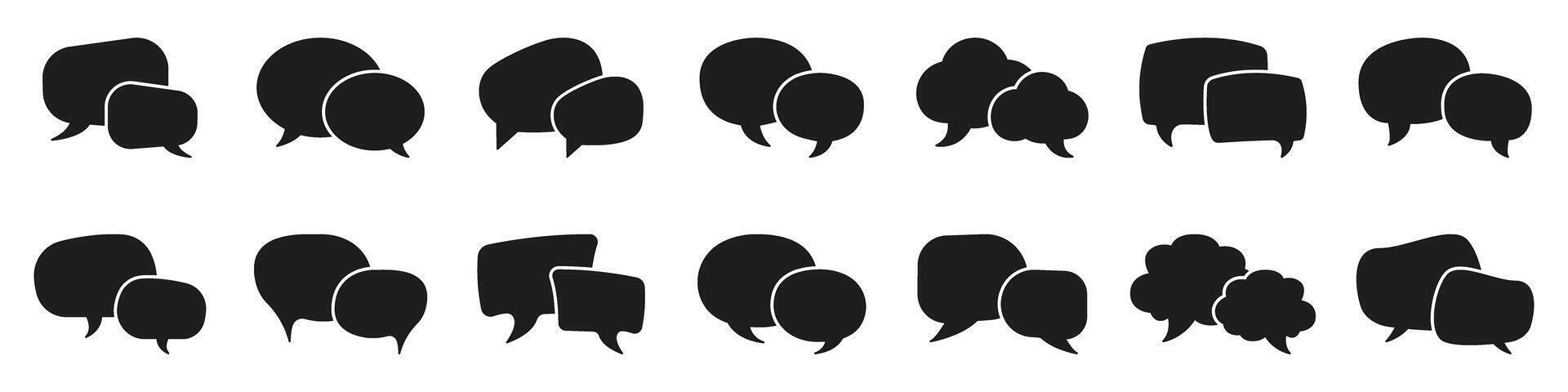 Speech Bubble Conversation Solid Icon Set. Collection of Speech, Chat and Comic Bubbles for Conversations, Notifications and Discussions. Isolated Illustration vector