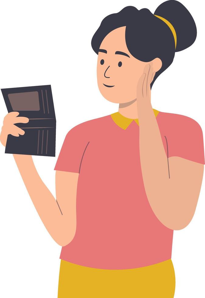 Person Holding Empty Wallet with Cartoon Design vector