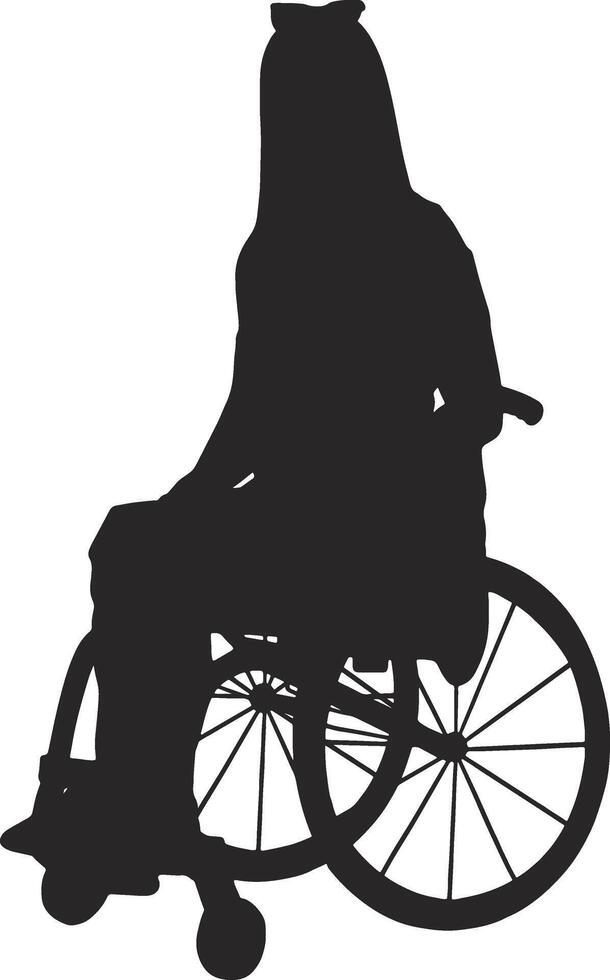 Silhouette of Disabled Wheelchair on White Background. vector