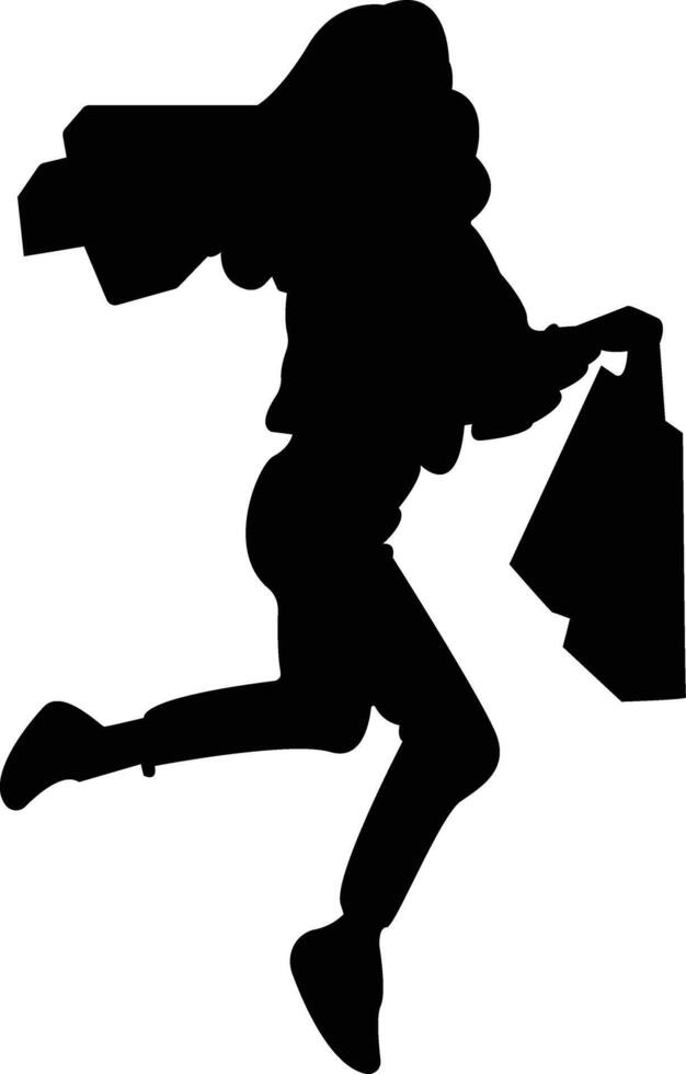 Shopping Girl Silhouette in Flat Design. vector