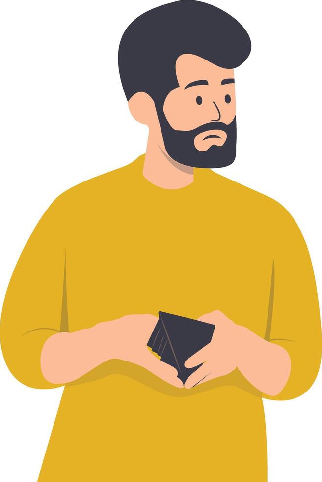 Person Holding Empty Wallet. vector
